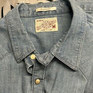 Men's Lucky Brand Pearl Snap Front Western Goods Classic Fit Denim Jean Shirt